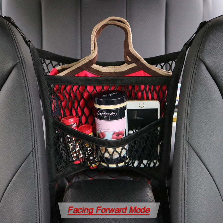 Dual-Pocket Car Seat Storage Organizer with Mesh Design