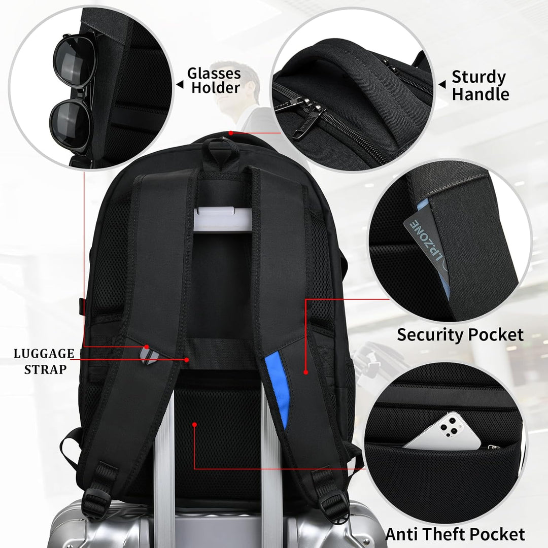 ProTravel Laptop Backpack with USB Port & Water-Resistant Storage