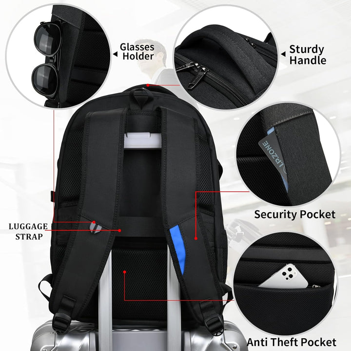 ProTravel Laptop Backpack with USB Port & Water-Resistant Storage