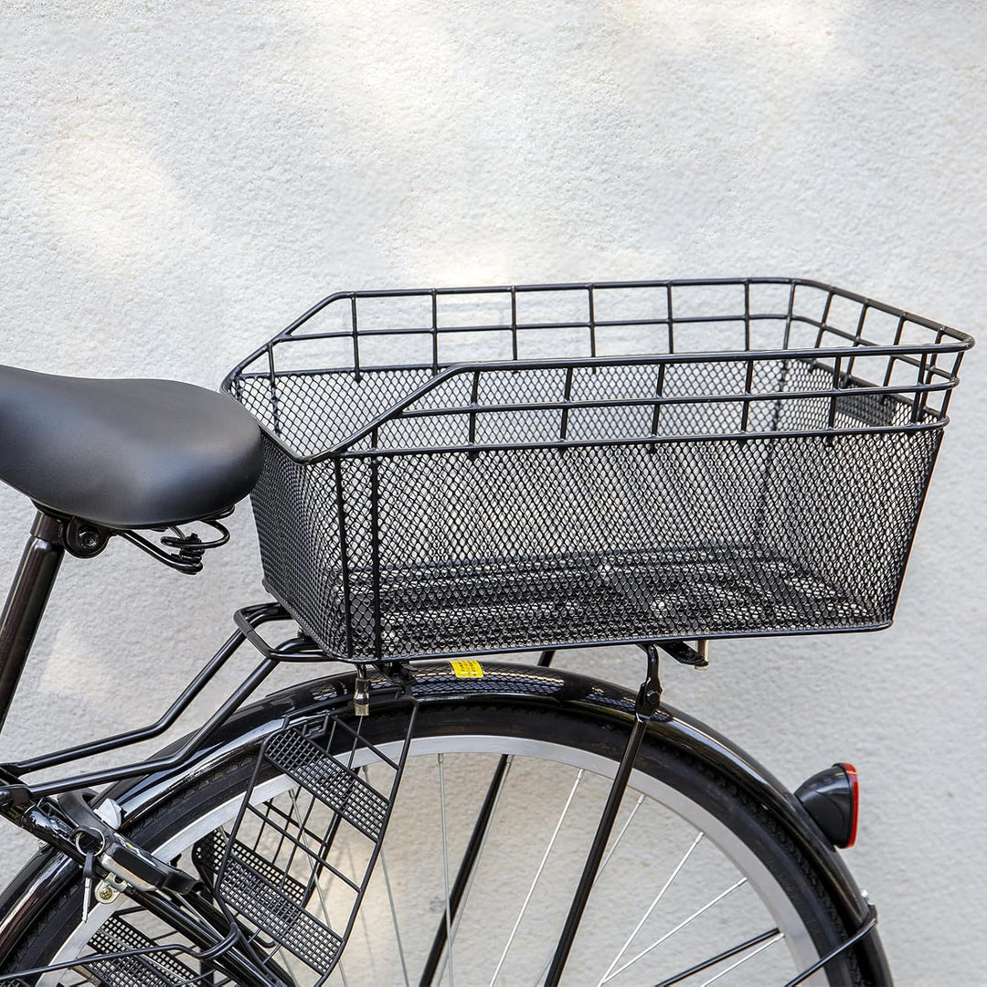 Spacious Rear Cargo Bike Basket with Waterproof Cover & Cargo Net