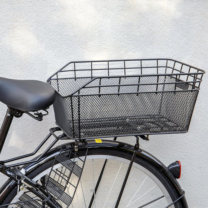 Spacious Rear Cargo Bike Basket with Waterproof Cover & Cargo Net