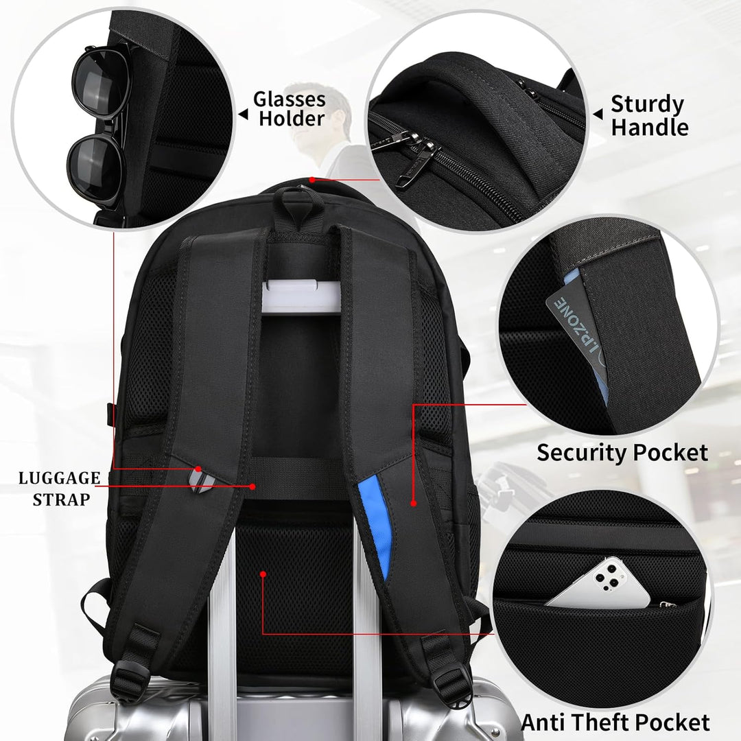 ProTravel Laptop Backpack with USB Port & Water-Resistant Storage