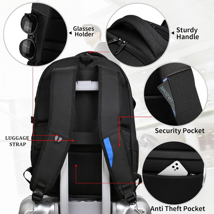 ProTravel Laptop Backpack with USB Port & Water-Resistant Storage