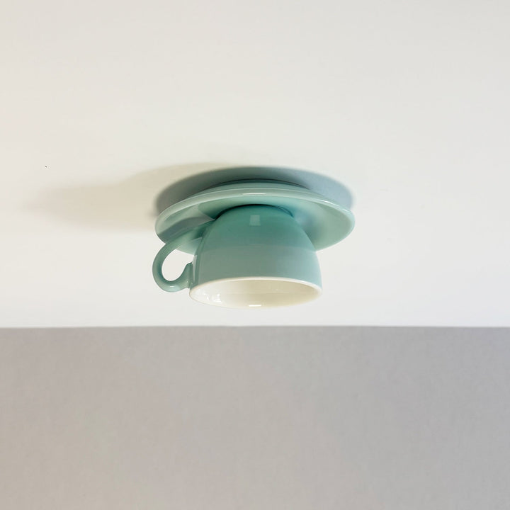 Aria Modern Coffee Cups Ceramic Flush Ceiling Lighting