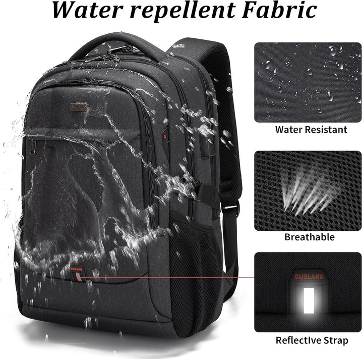 ProTravel Laptop Backpack with USB Port & Water-Resistant Storage