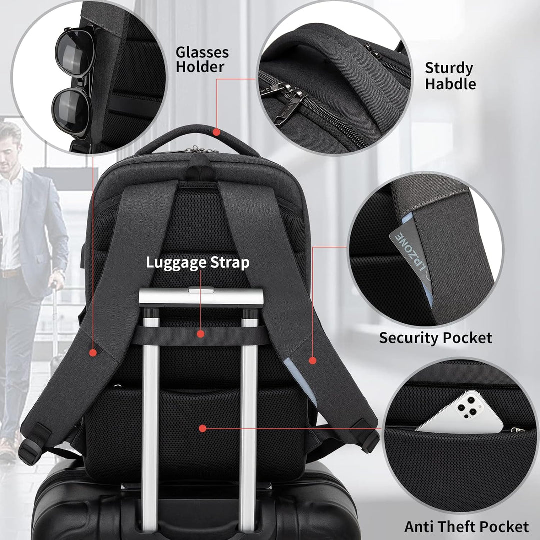 ProTravel Laptop Backpack with USB Port & Water-Resistant Storage