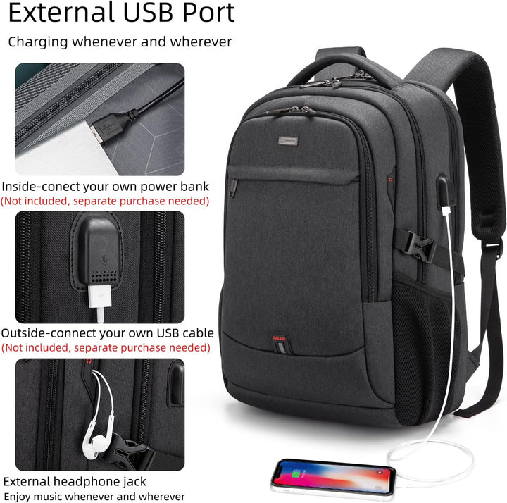 ProTravel Laptop Backpack with USB Port & Water-Resistant Storage