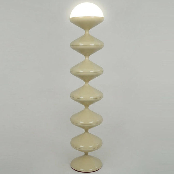Contemporary Scandinavian Iron Acrylic Cream Round 1-Light Standing Floor Lamp for Bedroom