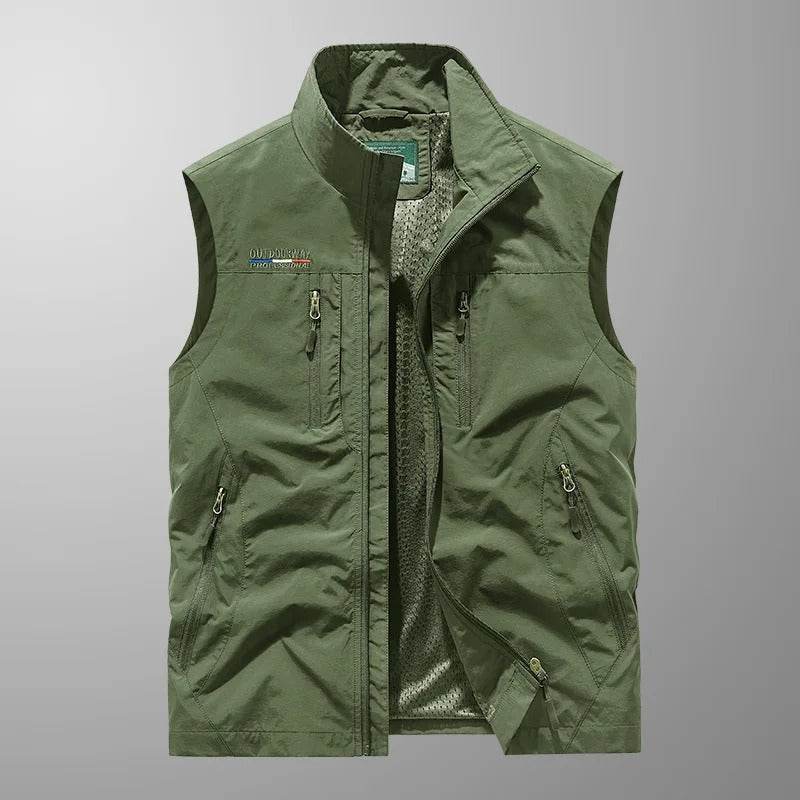 Men's Bodywarmer Zipper Stand Collar Outdoor Vest