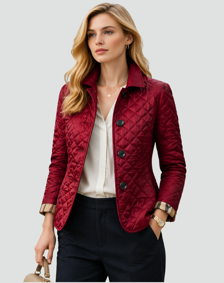 Mid-Season Jacket for Women Regular Fit Quilted with Collar and Buttons