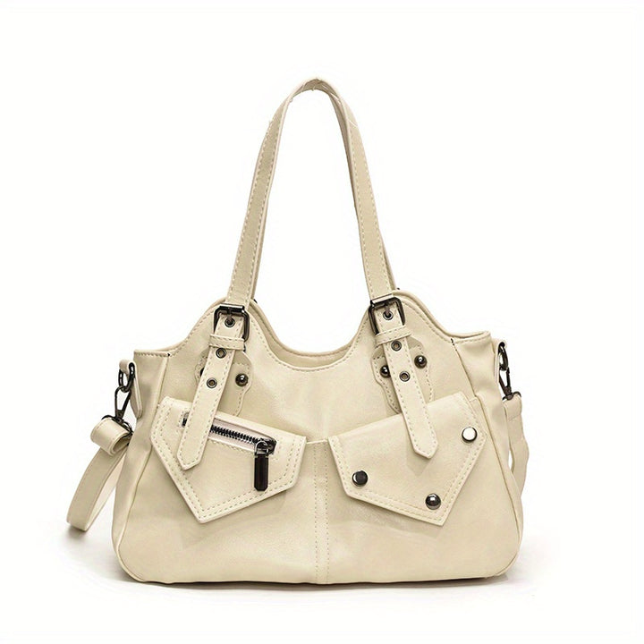 Kova – Vegan Cowhide Hobo Bag, Moto-Style Shoulder Bag