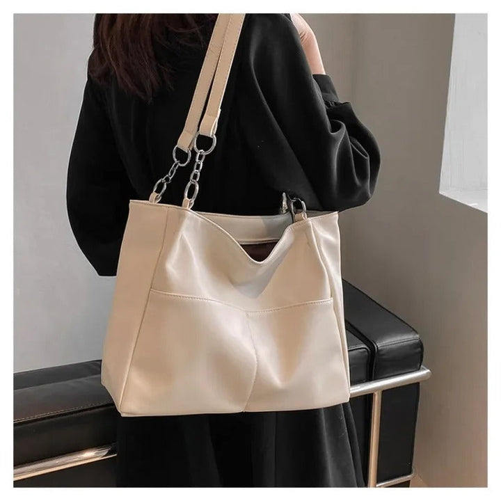Solen – Large Vegan Cowhide Tote Bag, Chain Shoulder Bag