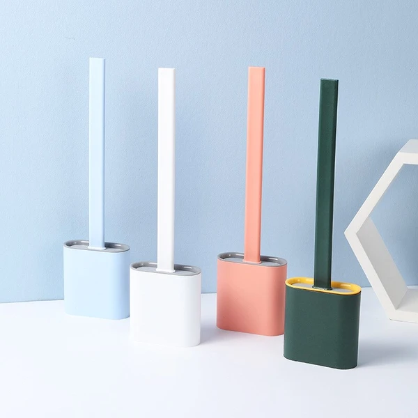 Premium Silicone Toilet Brush with Holder – Flexible Design for Easy Cleaning