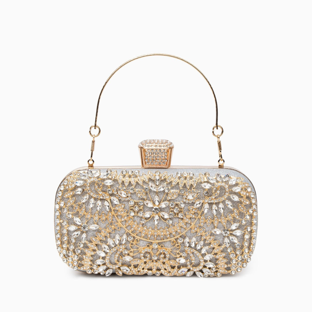 Luxe Bloom – Crystal Top Handle Clutch Purse