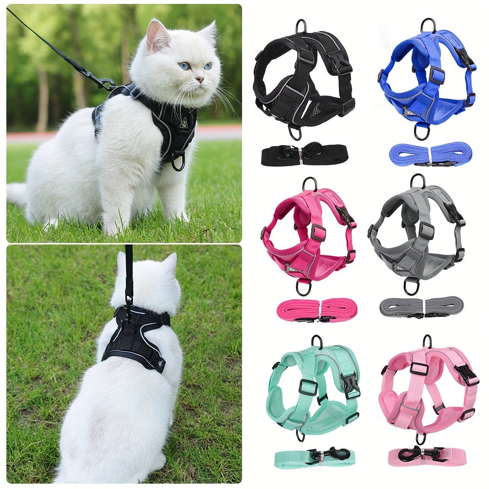 Reflective Cat Harness and Leash Set – Ideal for Walks and Training