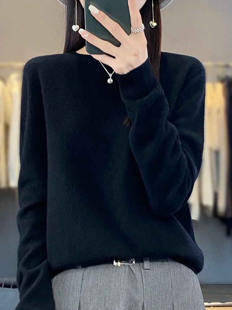 Everyday Elegance Round Neck Knit Sweater for Women