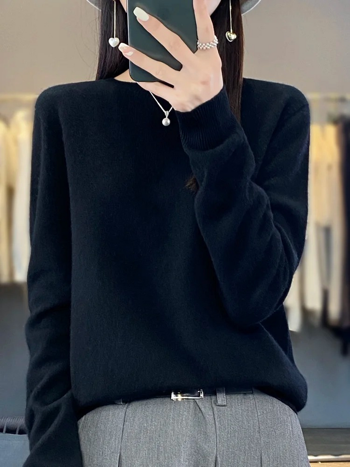 Everyday Elegance Round Neck Knit Sweater for Women