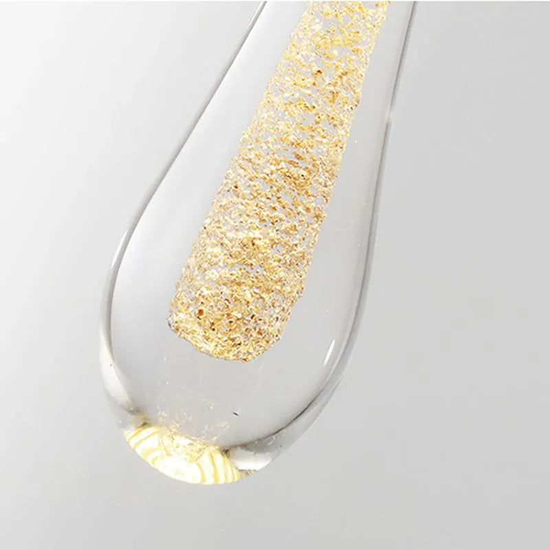 Droplet-Shaped Gold Pendant Light