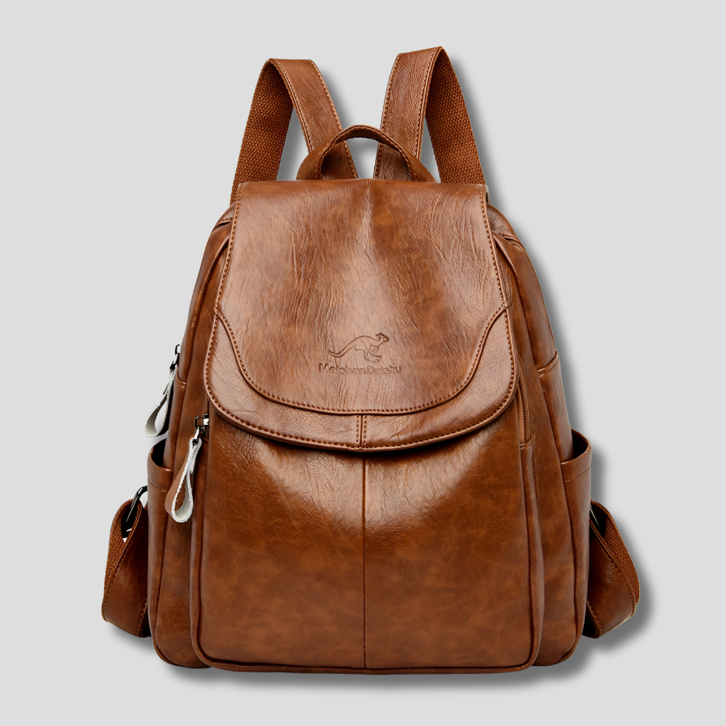Metropolitan Embossed Leather Backpack for Women - Anti-Theft Travel Bag