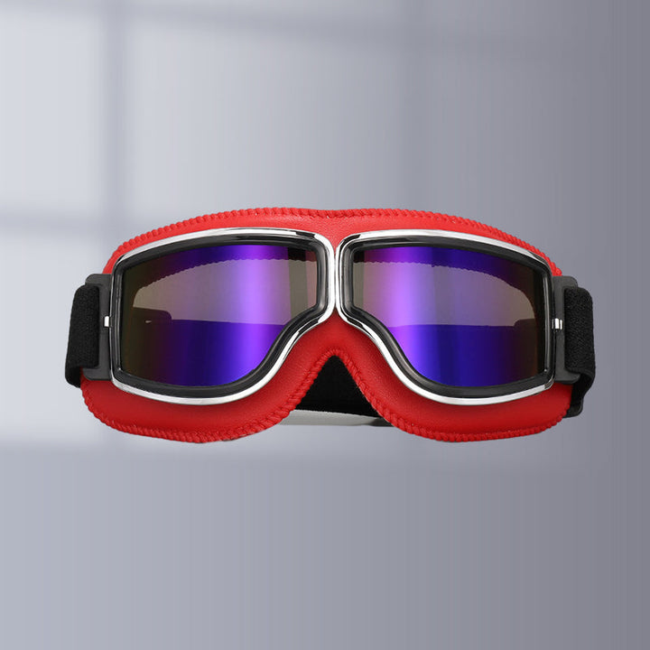 Classic Leather Aviator Goggles - Vintage Motorcycle Style with UV Protection