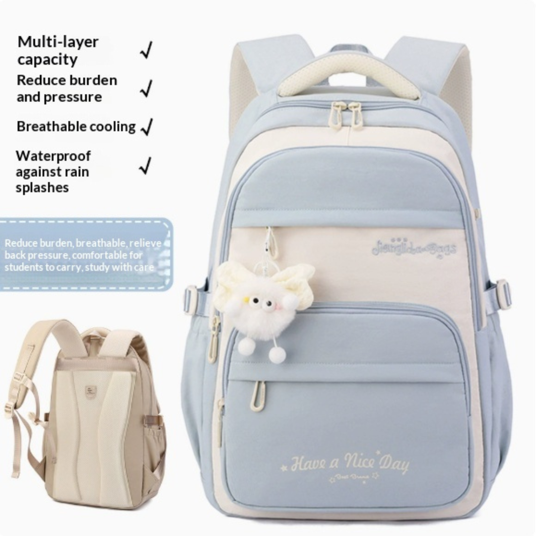 Campus Companion Three-Piece Backpack Set with Cartoon Print