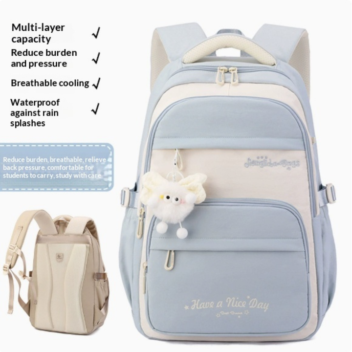 Campus Companion Three-Piece Backpack Set with Cartoon Print
