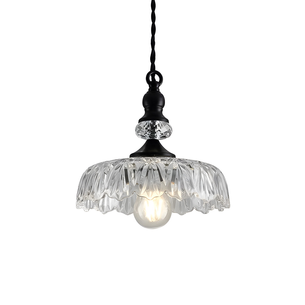 Sylvie Vintage Glass Brass Flower Pendant Light