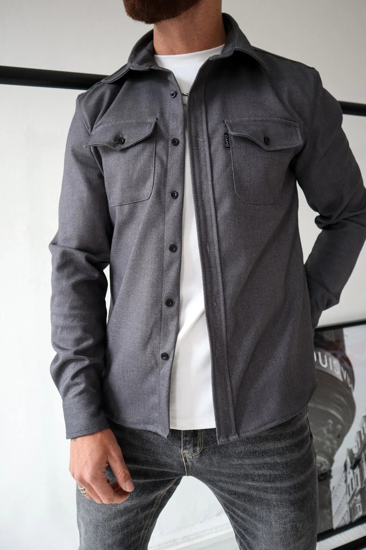 Men's Overshirt Jacket with Chest Pockets - Spring Autumn Casual Lightweight