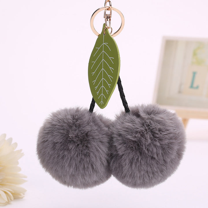 Cerise – Fluffy Cherry Pom Pom Bag Charm Keychain