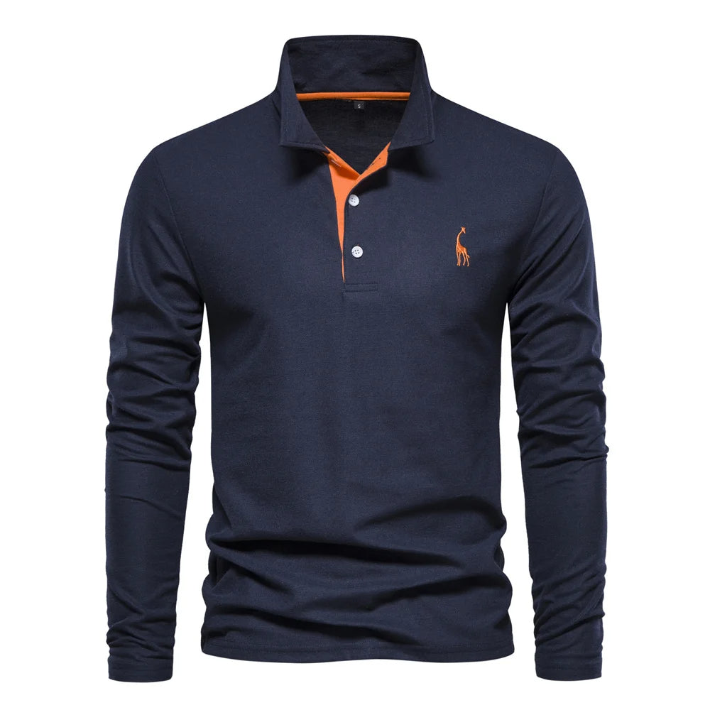 Men's Polo Shirt Button Neck Casual