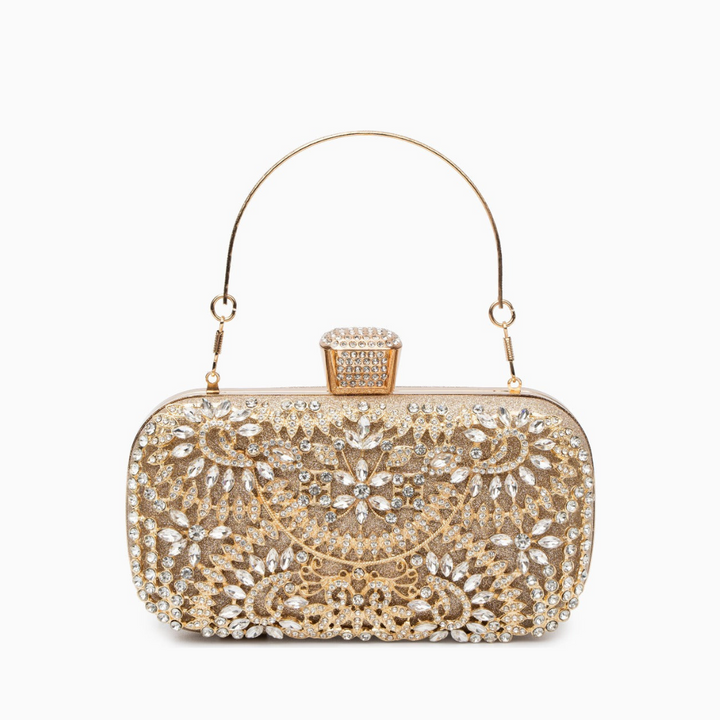 Luxe Bloom – Crystal Top Handle Clutch Purse