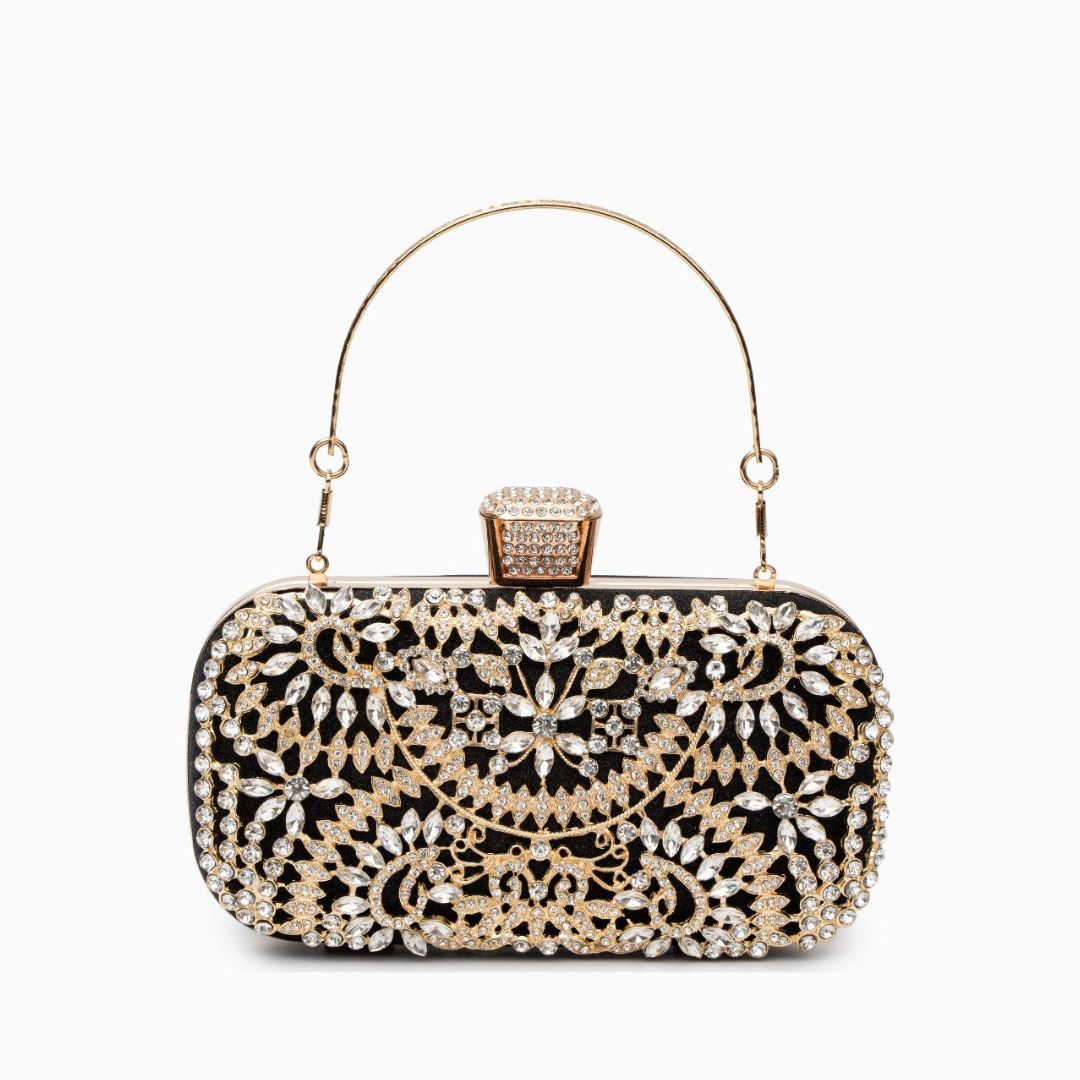 Luxe Bloom – Crystal Top Handle Clutch Purse