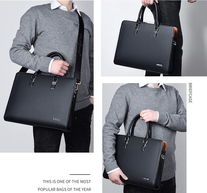 Professional Leather Laptop Briefcase with Multiple Compartments