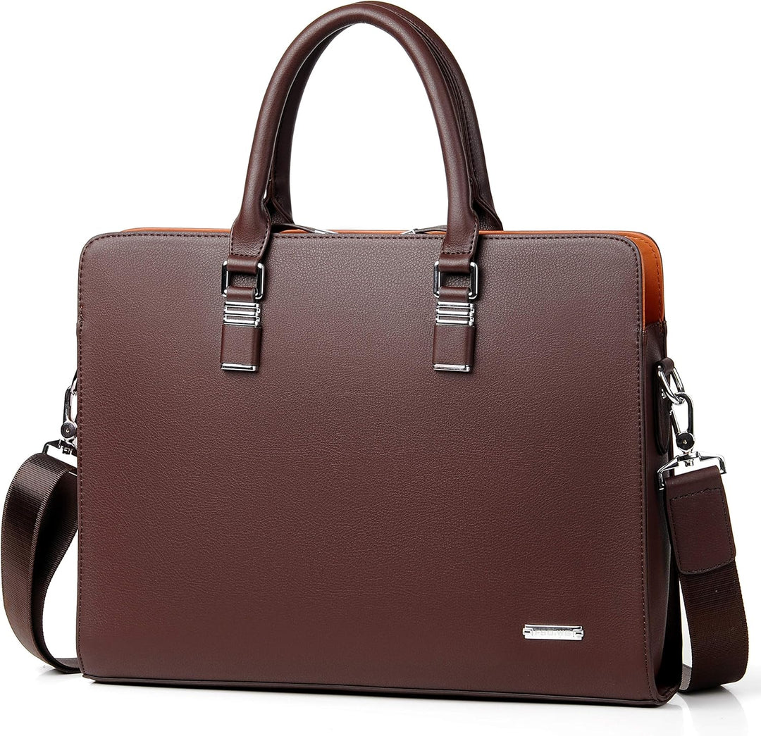 Professional Leather Laptop Briefcase with Multiple Compartments