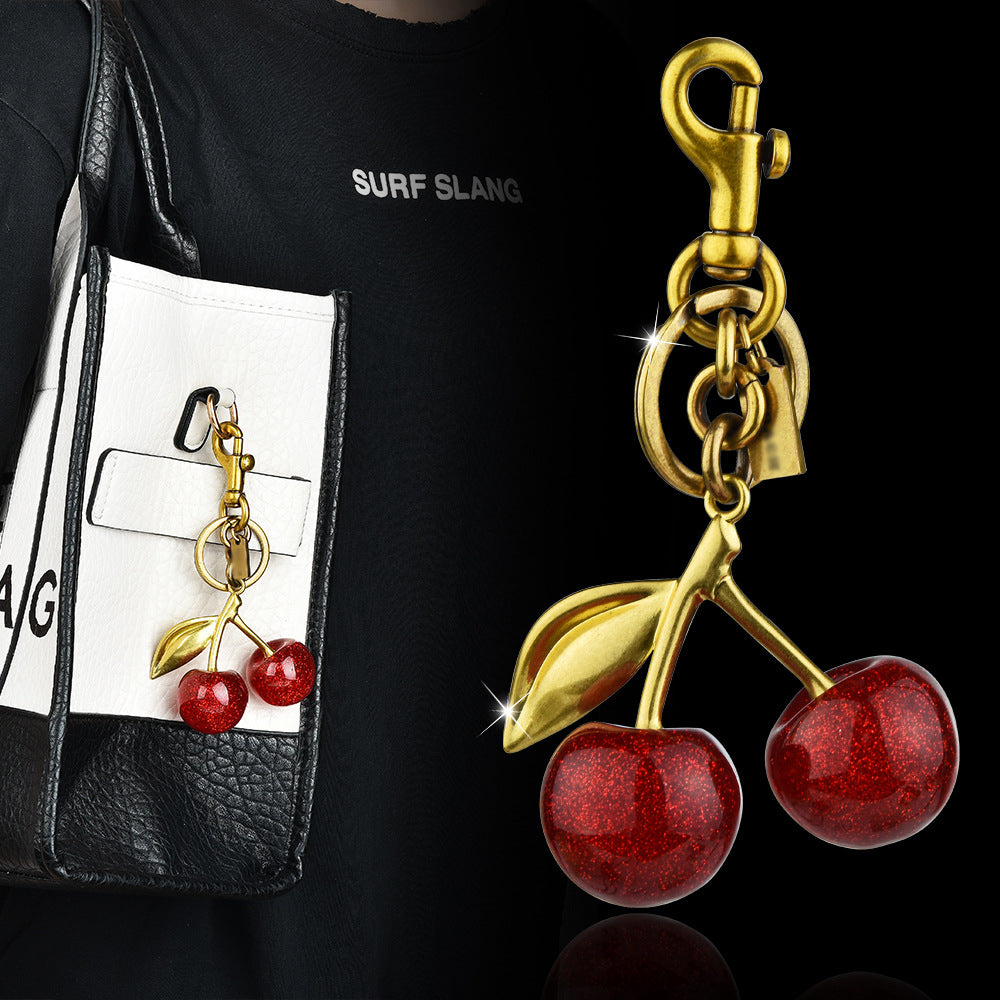 Luxe Cherry – Crystal Cherry Bag Charm Keychain