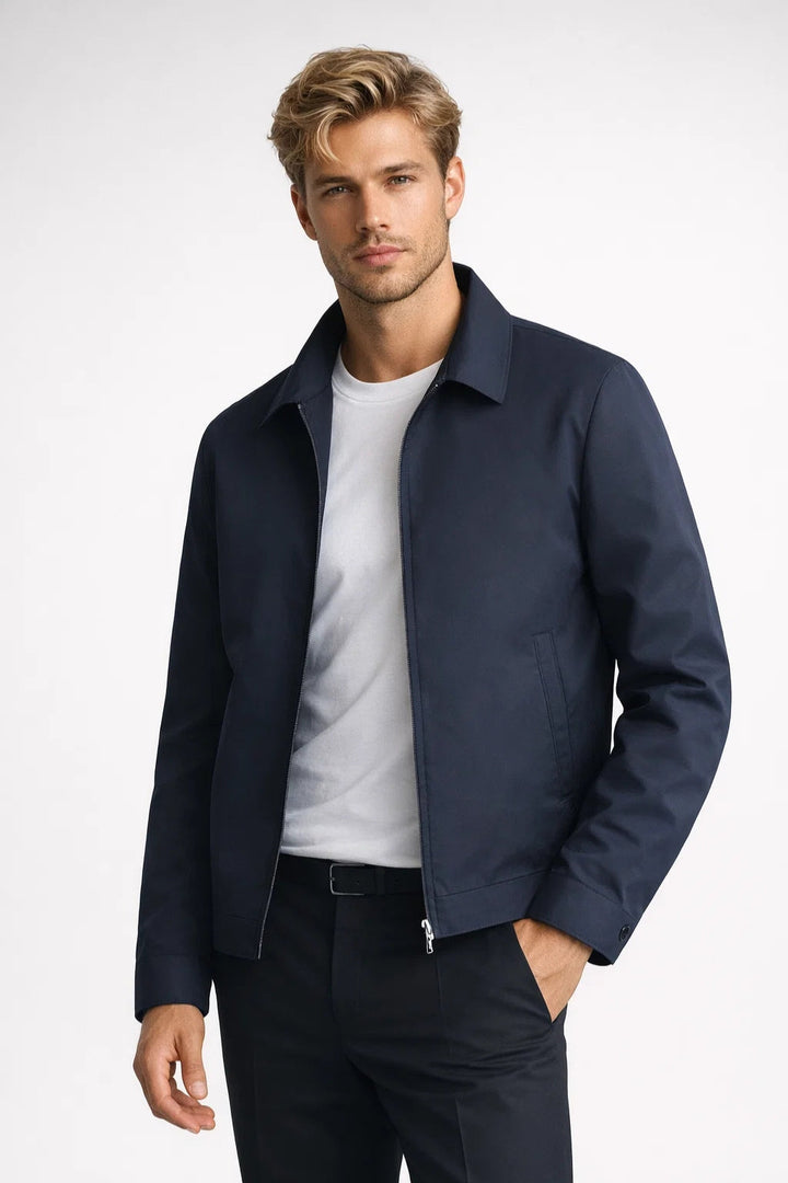 Men's Slim Fit Jacket Zipper Classic Collar Smart Casual Summer