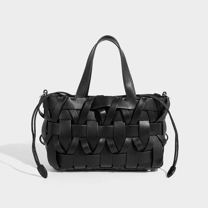 Calla – Woven Vegan Leather Shoulder Bag, Top Handle