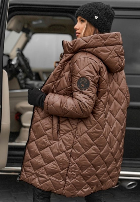Diamond Quilted Hooded Jacket for Women