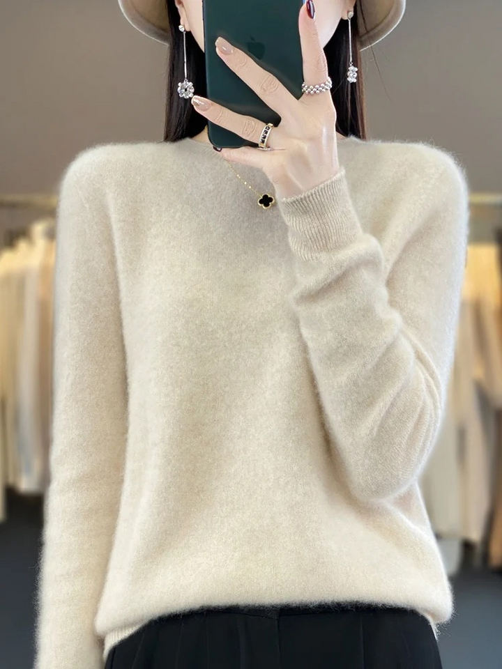 Everyday Elegance Round Neck Knit Sweater for Women