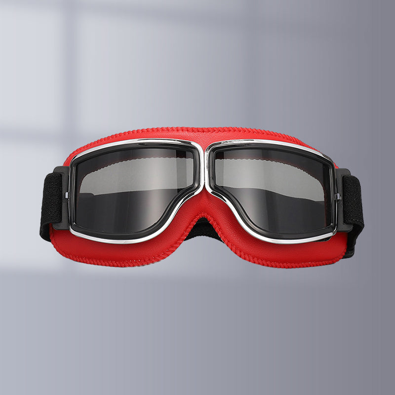 Classic Leather Aviator Goggles - Vintage Motorcycle Style with UV Protection