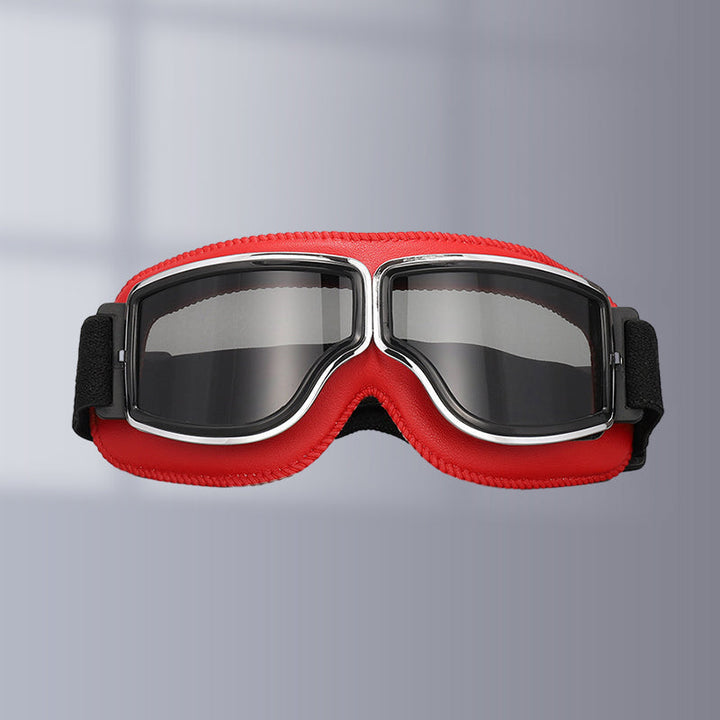 Classic Leather Aviator Goggles - Vintage Motorcycle Style with UV Protection