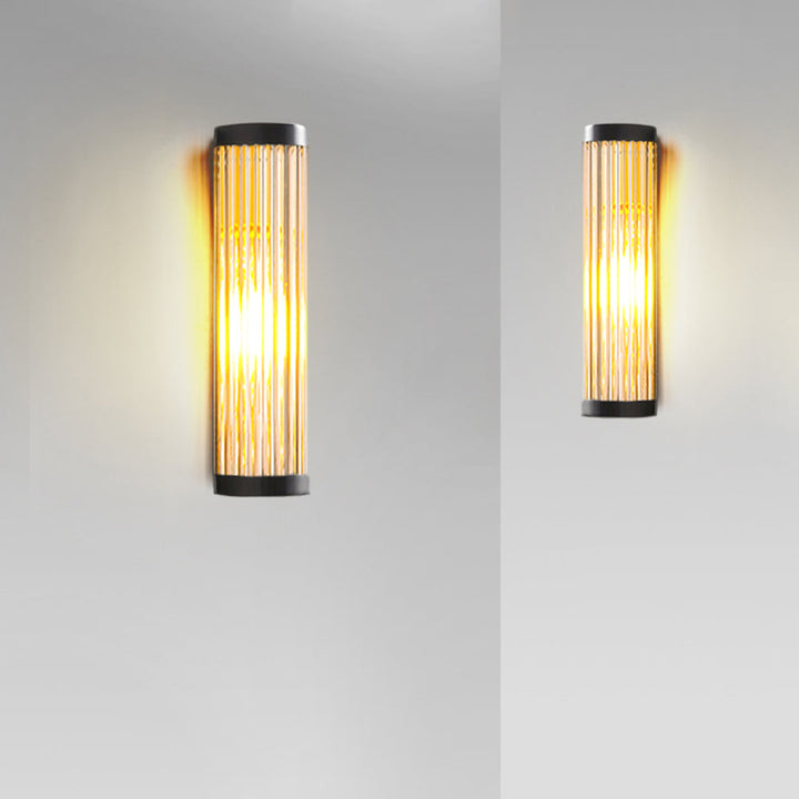 Yoru Modern Semi-Cylindrical Metal/Glass Outdoor Wall Lamp, Black
