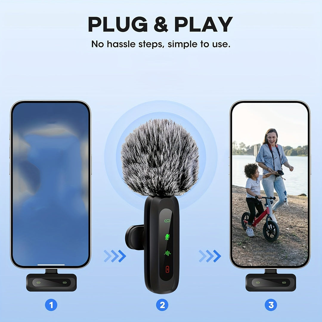 Wireless USB-C Clip Microphone for Smartphones, Tablets & Cameras