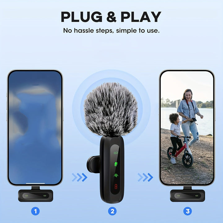 Wireless USB-C Clip Microphone for Smartphones, Tablets & Cameras