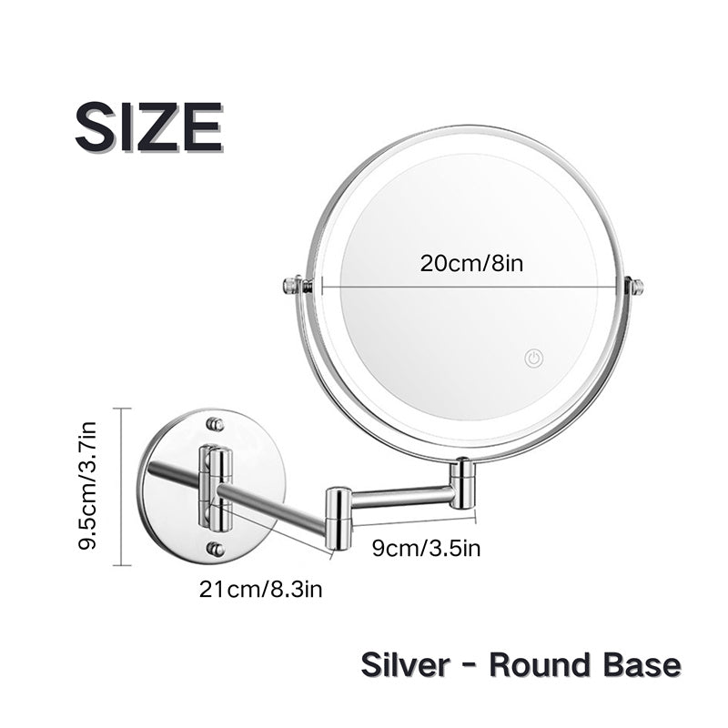 Premium LED Wall-Mounted Magnifying Mirror | 360° Rotation, 1X/10X Magnification, Rechargeable