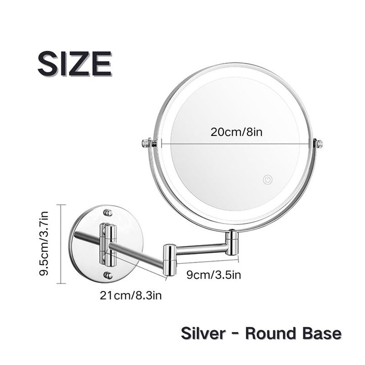 Premium LED Wall-Mounted Magnifying Mirror | 360° Rotation, 1X/10X Magnification, Rechargeable