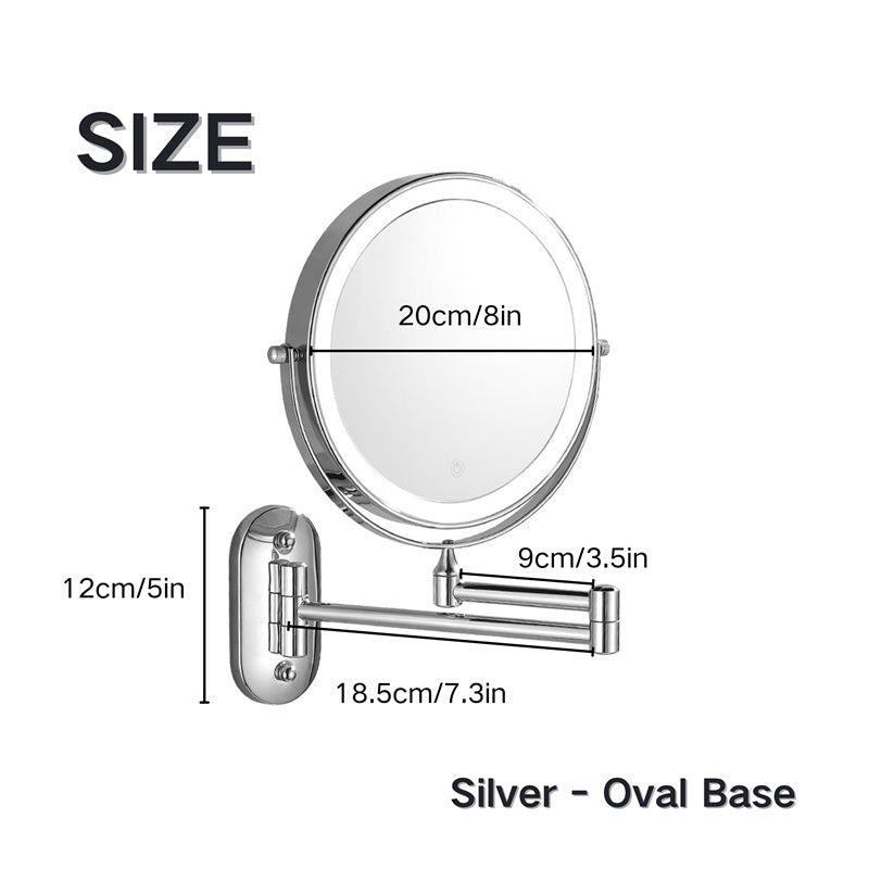 Premium LED Wall-Mounted Magnifying Mirror | 360° Rotation, 1X/10X Magnification, Rechargeable
