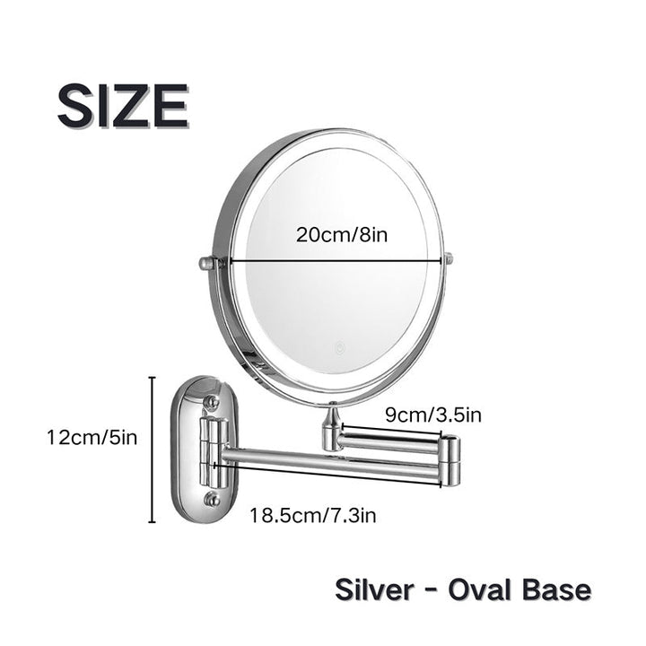 Premium LED Wall-Mounted Magnifying Mirror | 360° Rotation, 1X/10X Magnification, Rechargeable