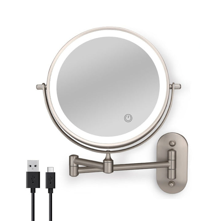 Premium LED Wall-Mounted Magnifying Mirror | 360° Rotation, 1X/10X Magnification, Rechargeable