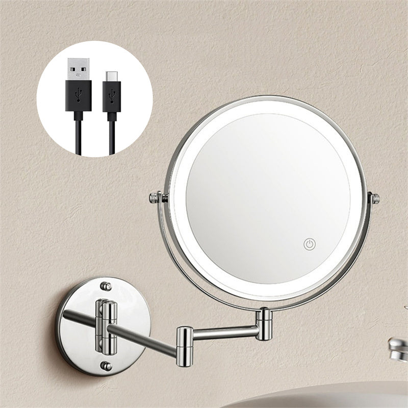 Premium LED Wall-Mounted Magnifying Mirror | 360° Rotation, 1X/10X Magnification, Rechargeable